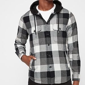Express Men’s Plaid Hooded Flannel - Medium